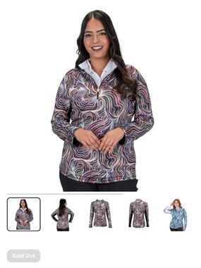 Nancy Lopez Golf Womens Multicolor Swirl Print Half-Zip Pullover